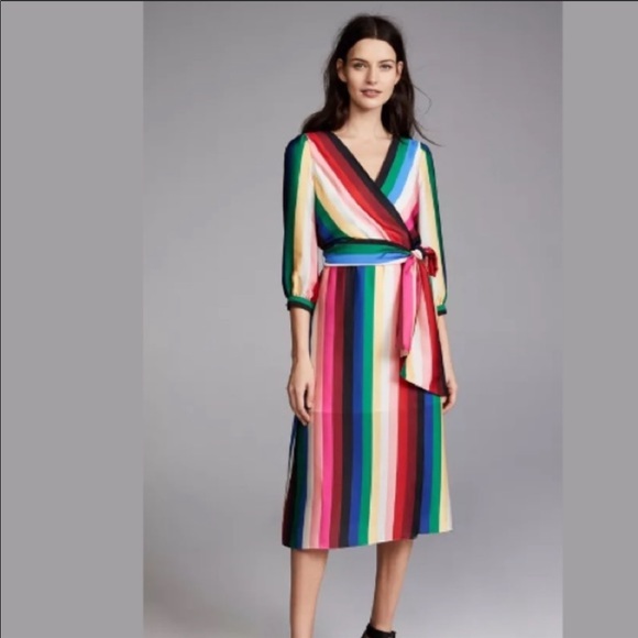 ALICE + OLIVIA Rainbow Stripe Dress - Picture 1 of 7